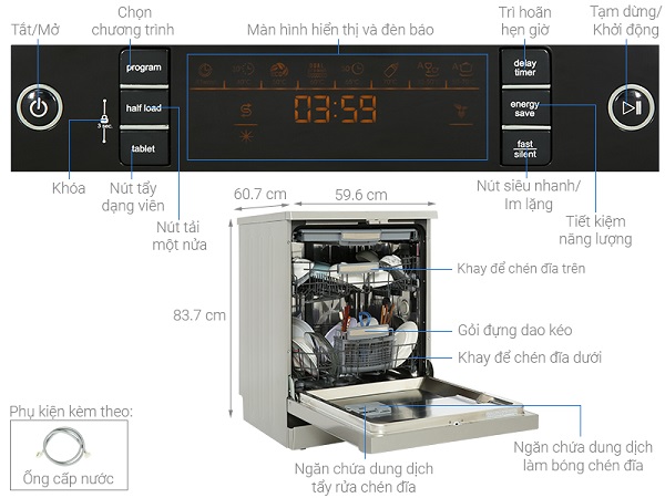 Máy rửa chén bát độc lập Hafele HDW F60C 533.23.2006