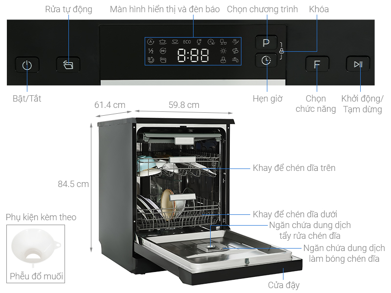 thông số kỹ thuật của Máy rửa chén Hafele HDW-F60EB 538.21.310