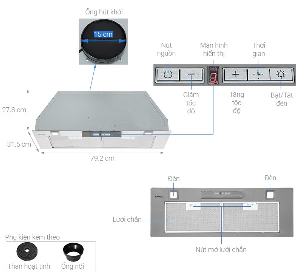 Máy hút mùi âm tủ Hafele HH-BI79A 533.80.0382