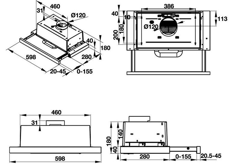 Máy hút khử mùi kính cong Hafele HH-S60A 533.89.0012