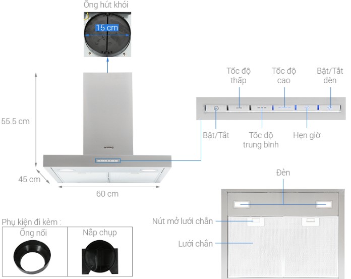 Máy hút mùi Hafele Smeg KBT600XE 536.84.4332