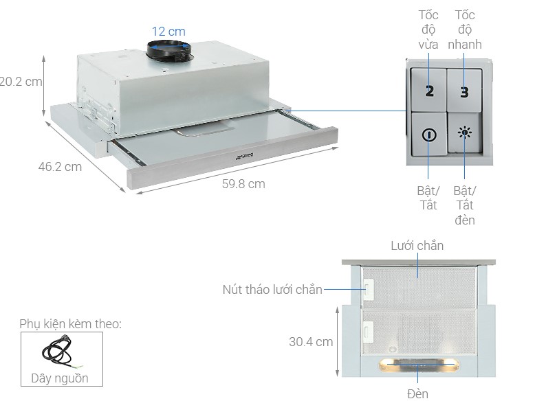 Máy hút mùi âm tủ Hafele Smeg KSET62E 536.84.8321