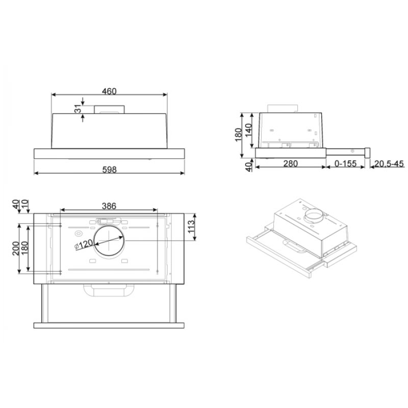 Máy hút mùi âm tủ Hafele Smeg KSET62E 536.84.8322