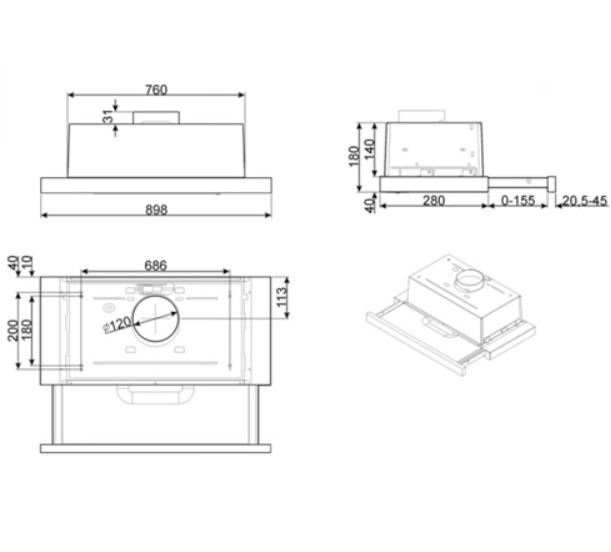 Máy hút mùi âm Hafele Smeg KSET92E 536.84.8723