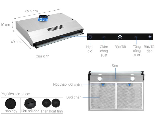 Máy hút mùi âm tủ Hafele HC-BI70B 538.86.0951