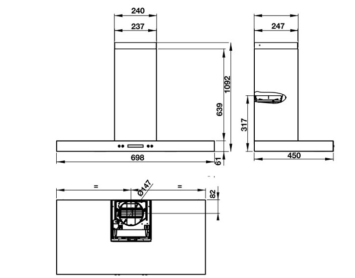 Máy hút khói khử mùi Hafele HH WI70C 539.81.1582