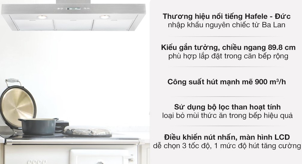 Máy hút khử mùi gắn tường thẳng Hafele HH WI90B 539.81.1751