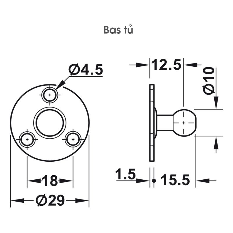 Pittong đẩy cánh tủ 80N Hafele 373.82.9072