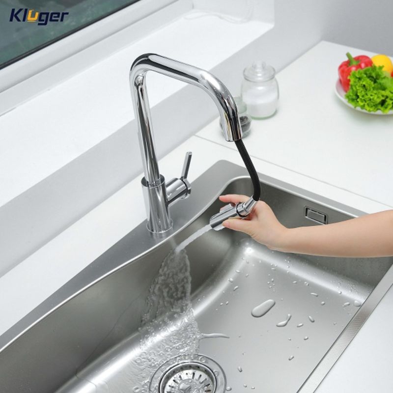 Vòi rửa bát nóng lạnh Kluger KLF0011C có dây rút1