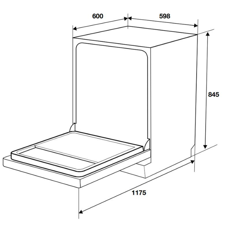 Kích thước máy rửa bát độc lập Hafele HDW-F6051S 538.21.370