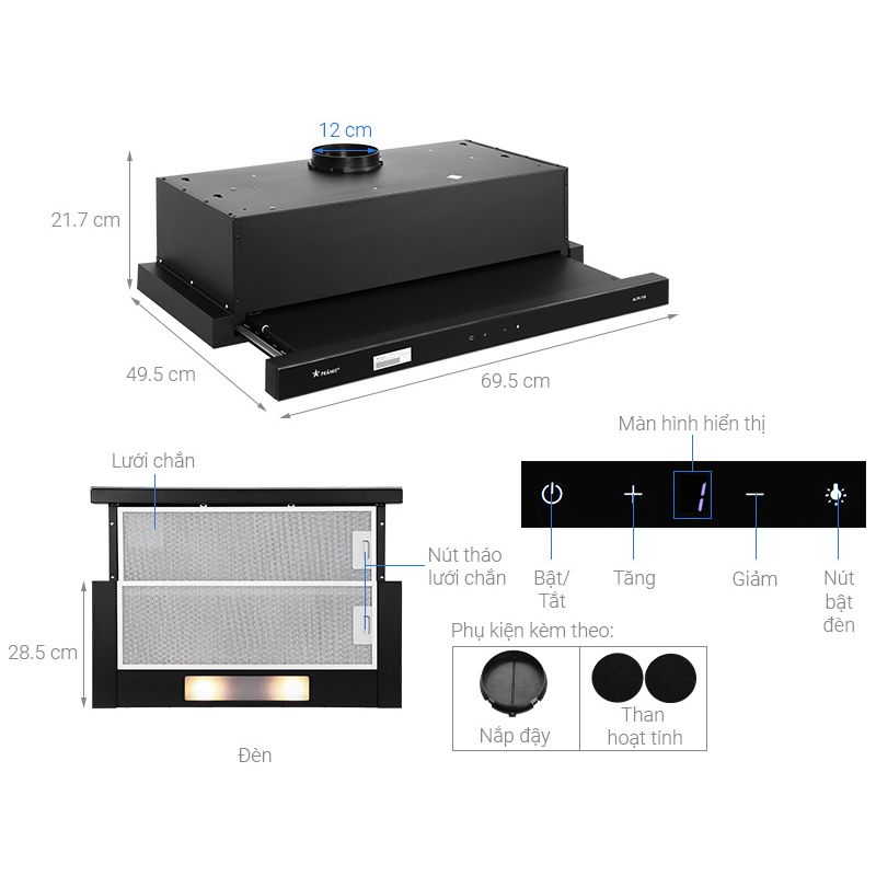 Máy hút mùi âm tủ Pramie ALP9-700 Air1