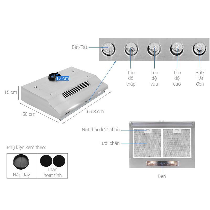 Máy hút mùi âm tủ Pramie CL9S-7000