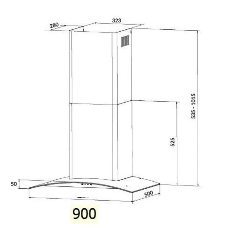 Máy hút mùi áp tường tuần hoàn Eurosun EH-90K323