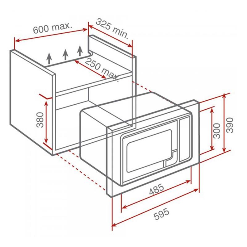 Kích thước lò vi sóng âm tủ Teka ML 820 BI