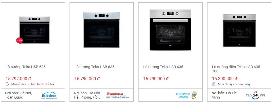 So sánh giá lò nướng Teka HSB 635 