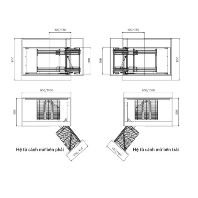 Kệ góc liên hoàn nan dẹt Inox GrandX XMC.45S LEFT0