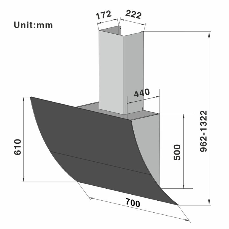 Máy hút mùi áp tường Lorca TA 6008CM-700