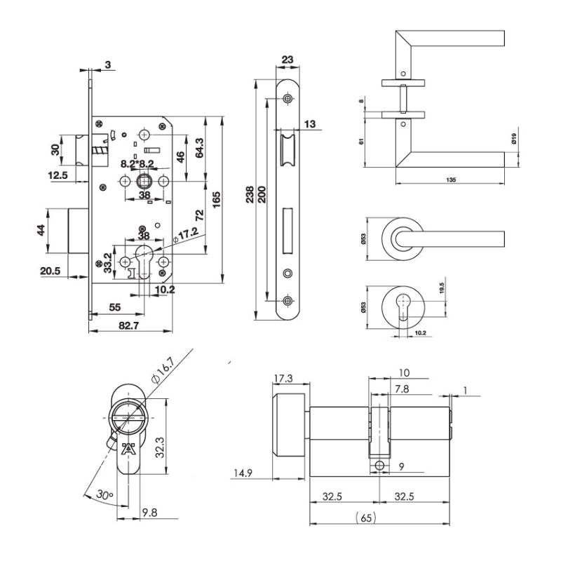 Bộ khóa tay nắm cửa vệ sinh Hafele 489.10.6600