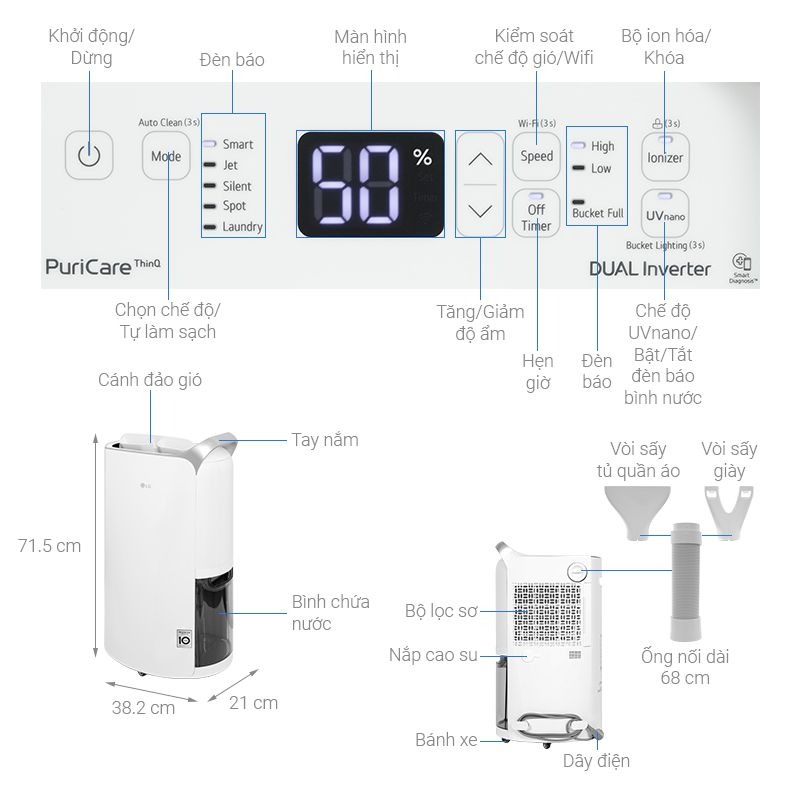 Máy hút ẩm LG 16L MD16GQSE0.ABAE1