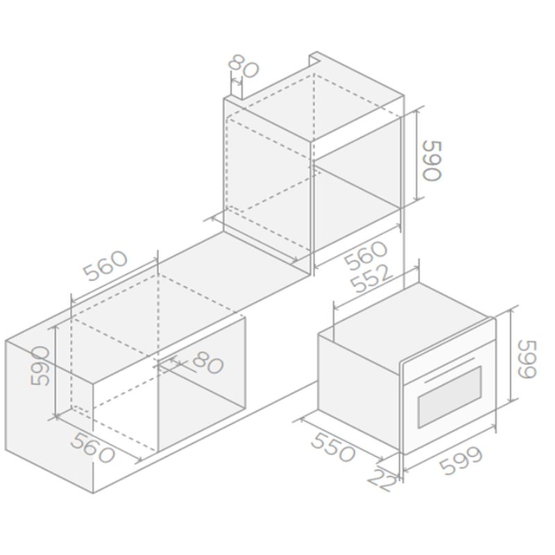 Lò nướng âm tủ 65L Elica VIRTUS MULTI 60 TFT – PRF01917702