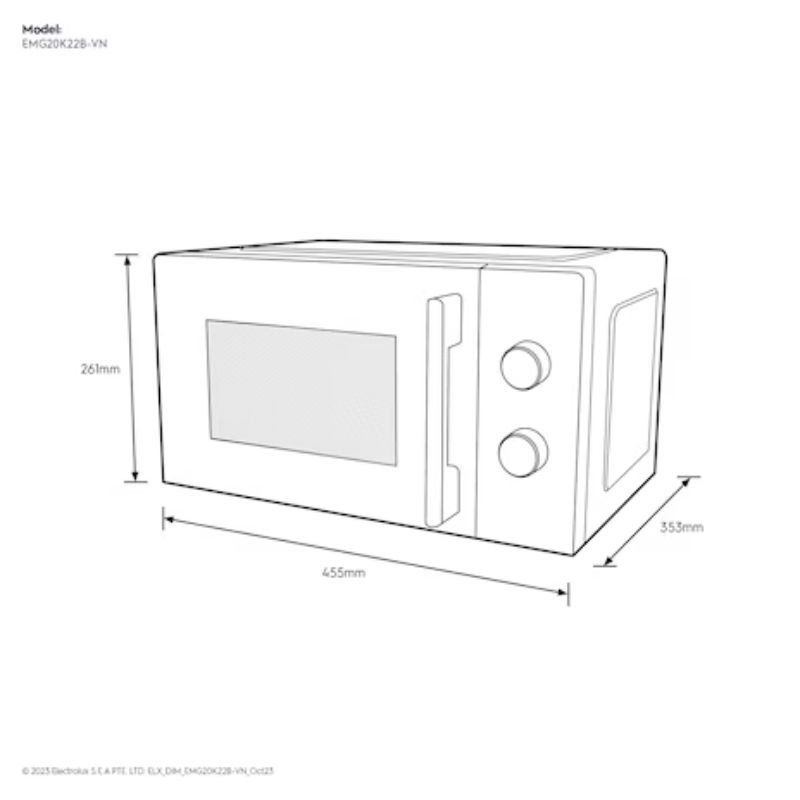 Lò vi sóng mini có nướng đối lưu 20L Electrolux EMG20K22B2