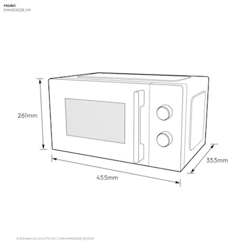 Lò vi sóng mini 20L Electrolux EMM20K22B2