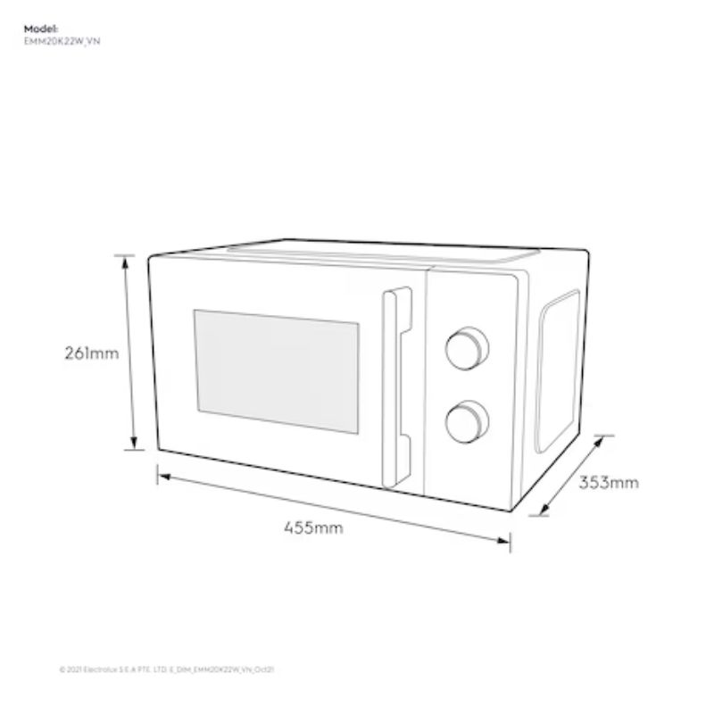 Lò vi sóng mini 20L Electrolux EMM20K22W2