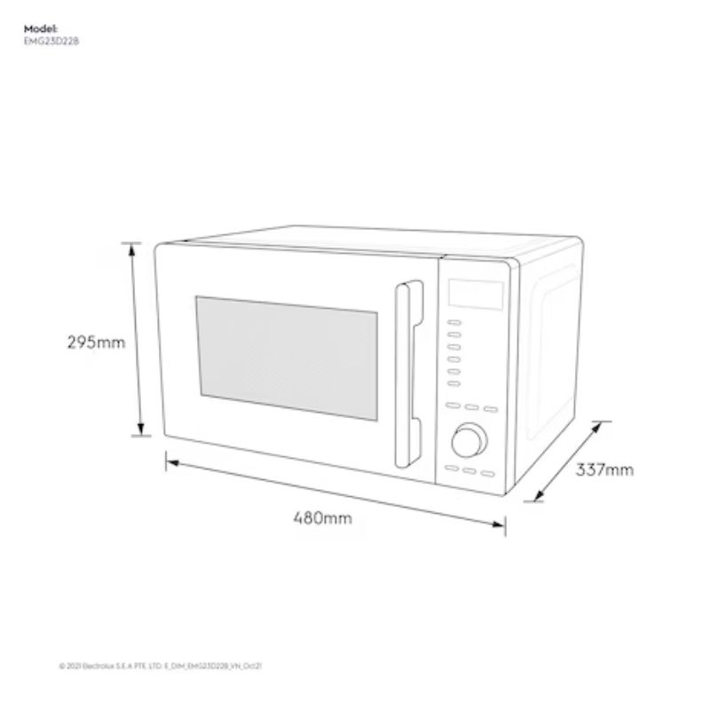 Lò vi sóng mini có nướng đối lưu 23L Electrolux EMG23D22B2