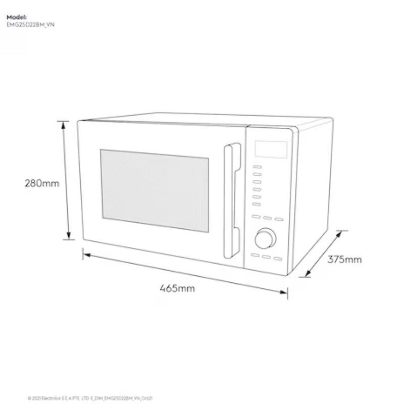 Lò vi sóng mini có nướng đối lưu 25L Electrolux EMG25D22BM3