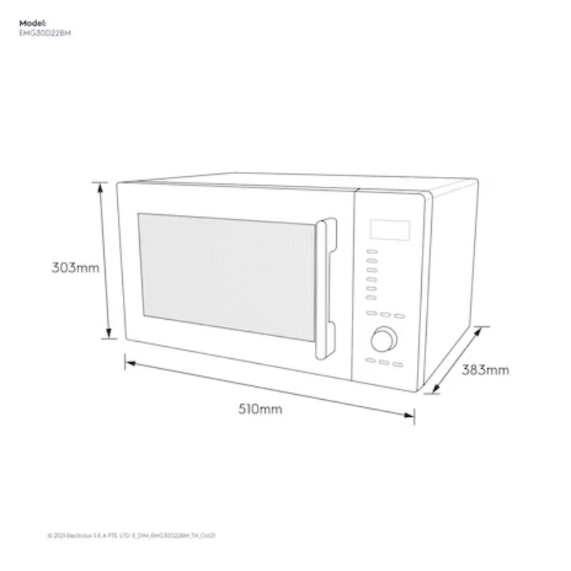 Lò vi sóng mini có nướng đối lưu 30L Electrolux EMG30D22BM3