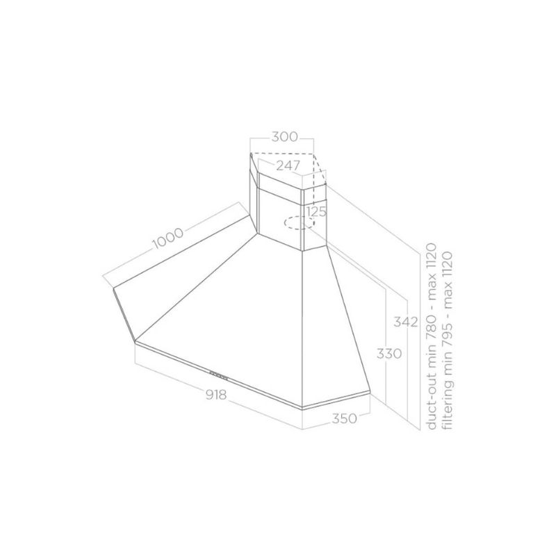 Máy hút mùi áp tường Elica ACUTA BL/F/100 PRF0127462A0