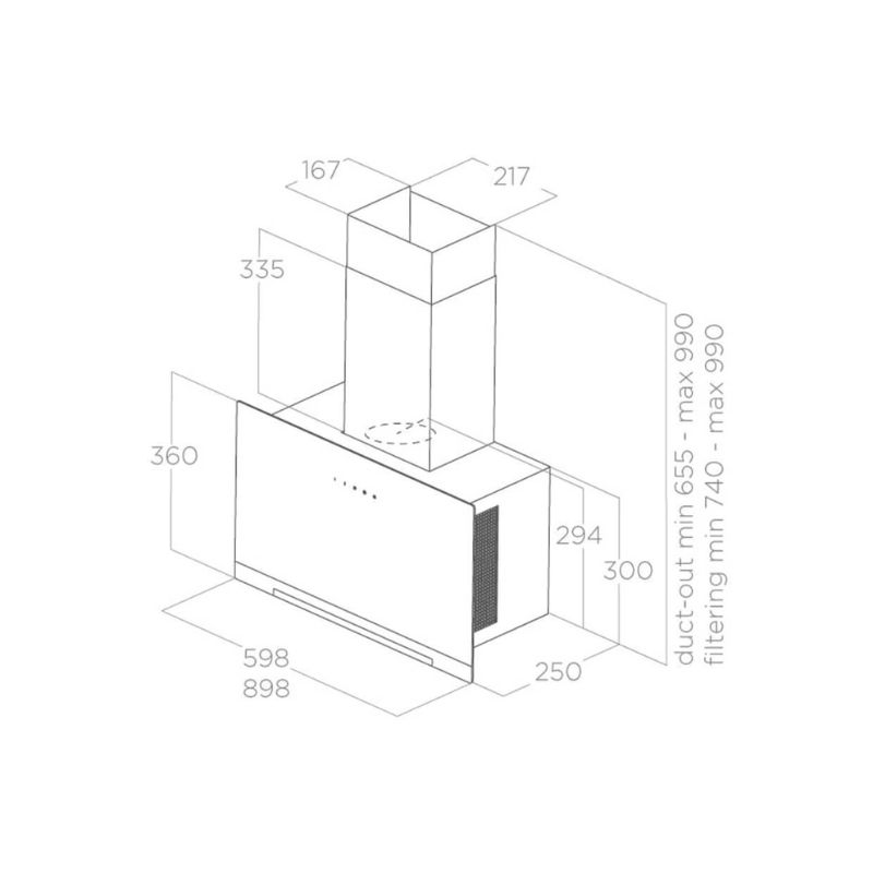 Máy hút mùi áp tường Elica APLOMB BL/A/90 PRF01669392