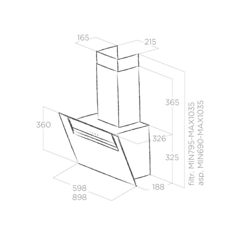 Máy hút mùi áp tường Elica SHEEN-S BL/A/90 PRF01669290