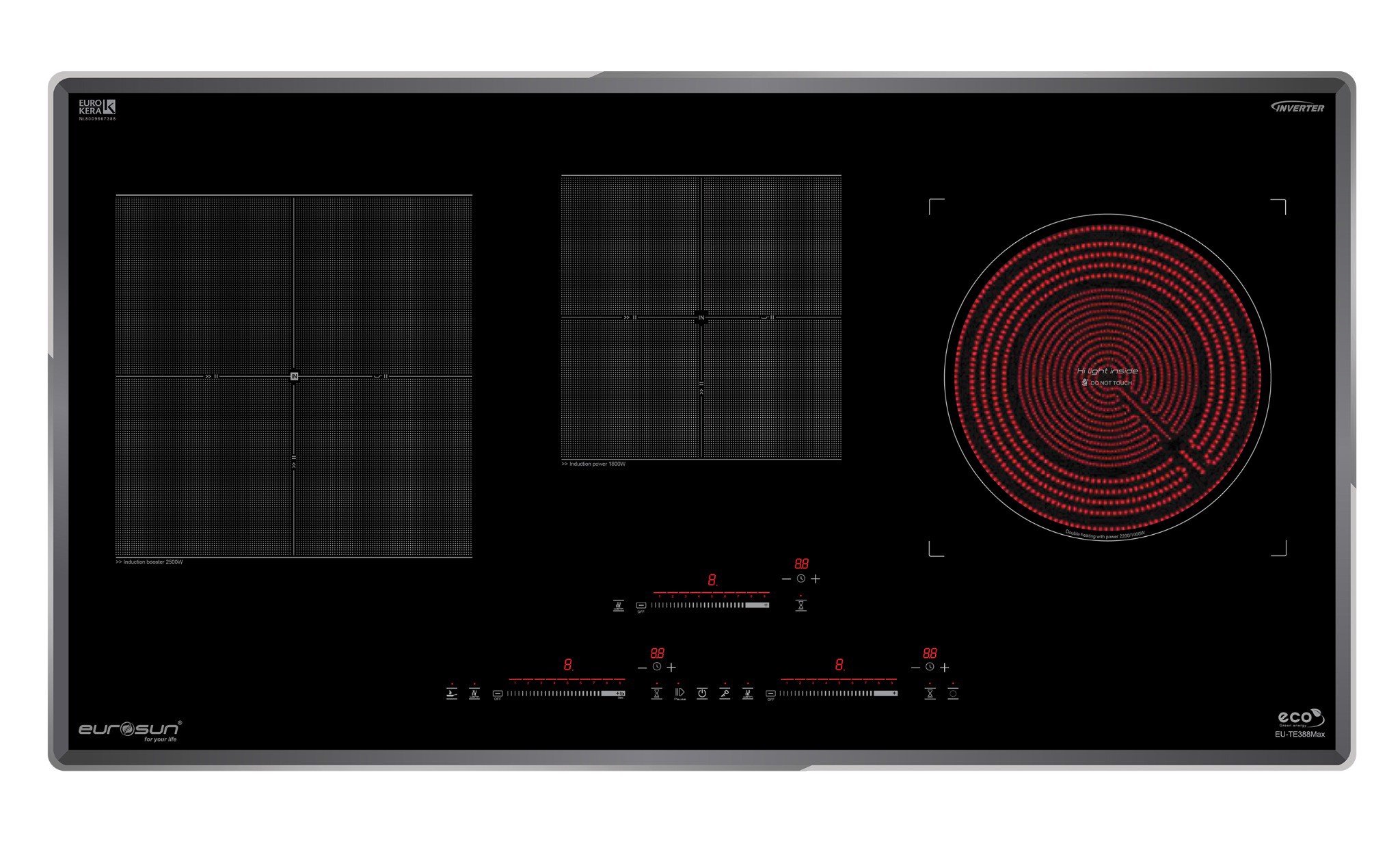 Bếp điện từ 3 vùng nấu Eurosun EU-TE388Max