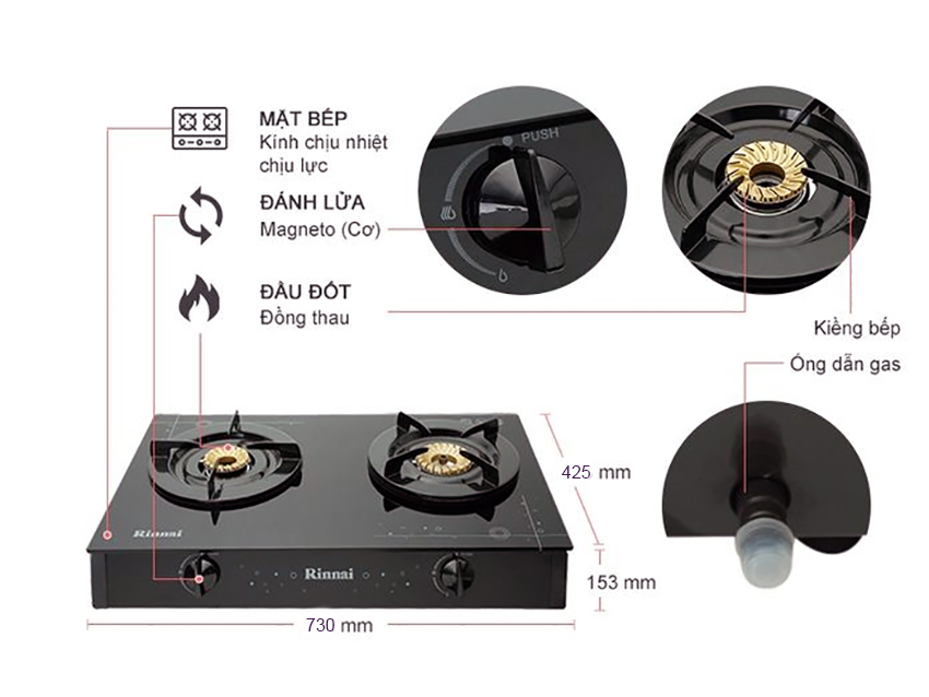 Bếp ga Rinnai RV-7Double Glass7