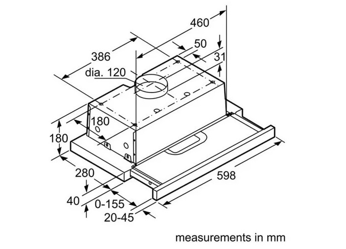 Máy hút mùi âm tủ BOSCH DHI623GSG3