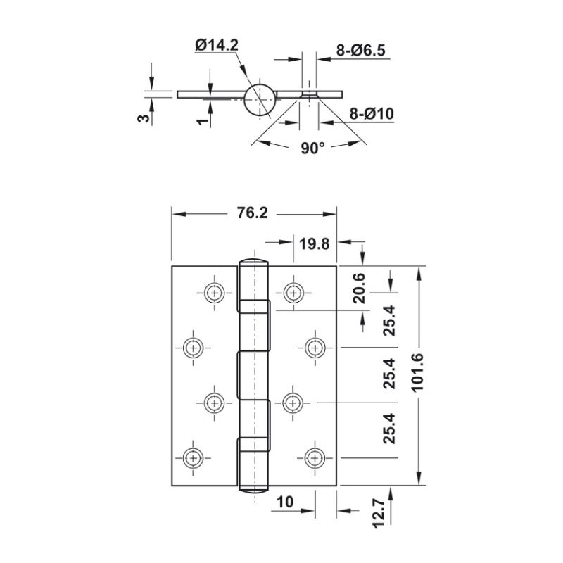 Bản lề lá 2 vòng bi 70Kg Hafele 926.20.8040