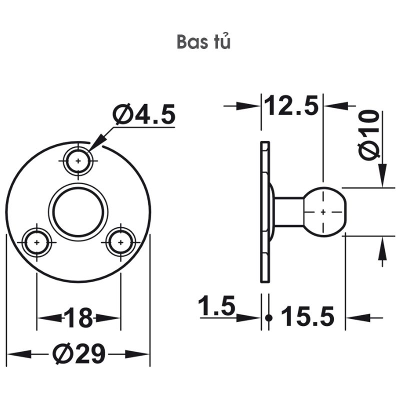 Pittong đẩy cánh tủ 100N Hafele 373.82.9085