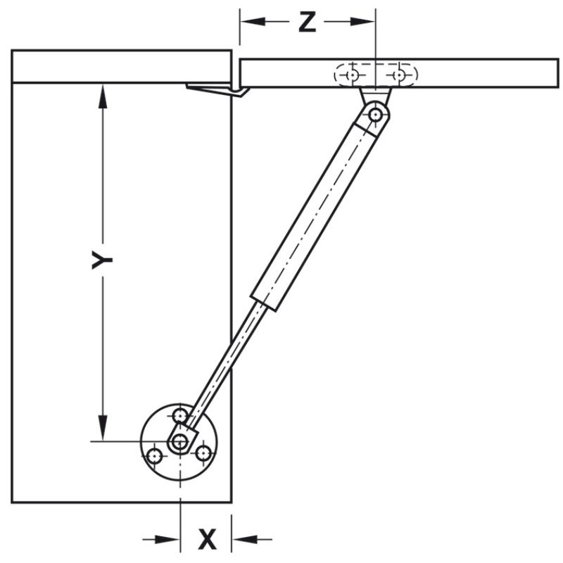 Pittong đẩy cánh tủ 120N Hafele 373.82.9096