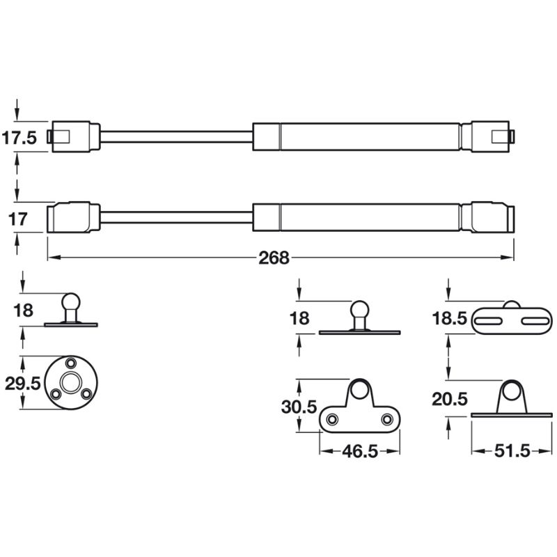 Pittong đẩy cánh tủ 120N Hafele 373.82.9092