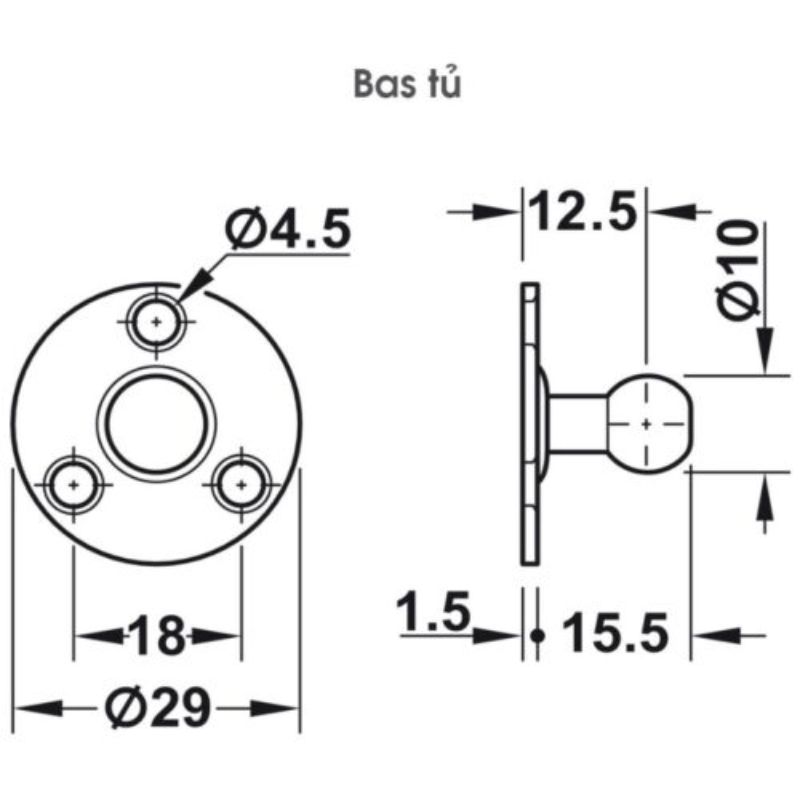 Pittong đẩy cánh tủ 150N Hafele 373.82.9106