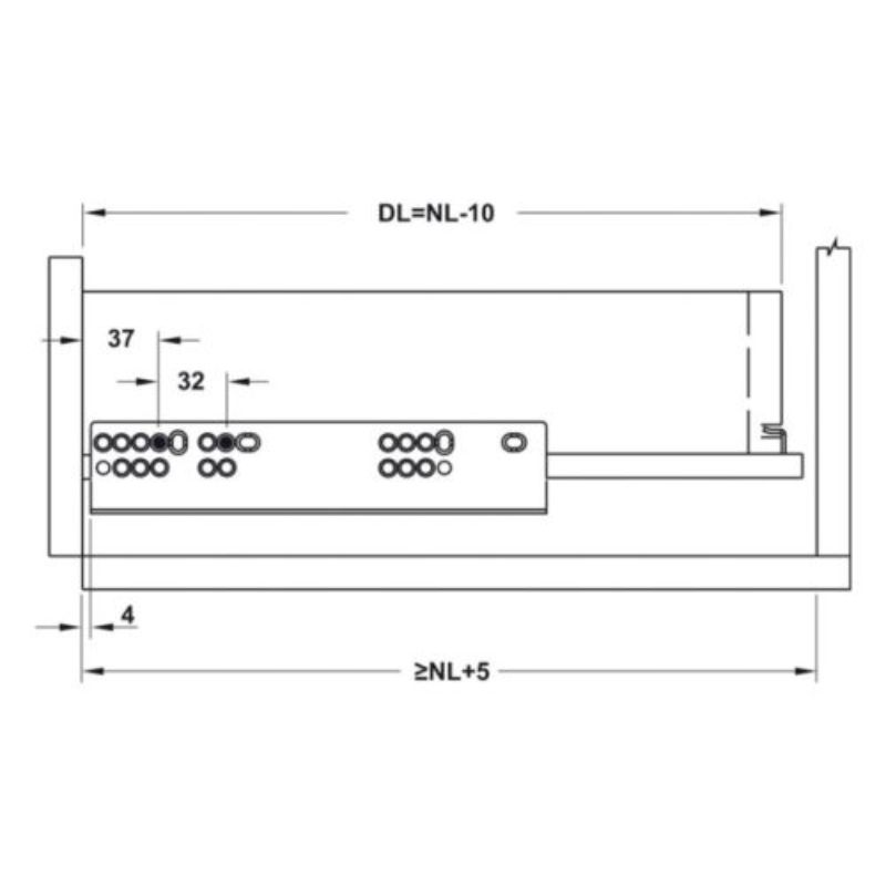 Ray âm EPC Evo 350mm giảm chấn Hafele 433.32.0723