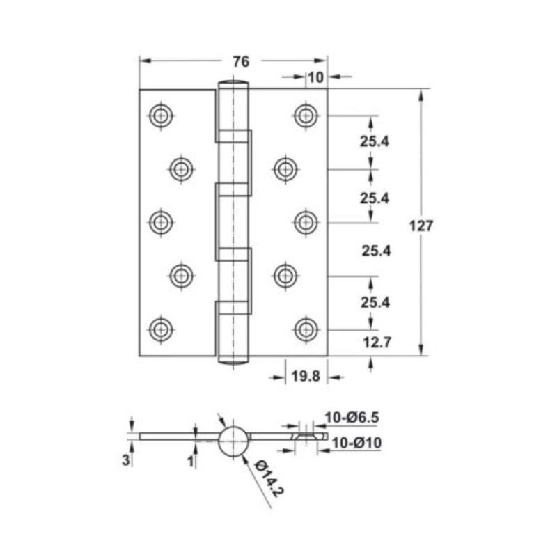 Bản lề lá 4BB 127x76x3mm Häfele DIY 489.05.0280