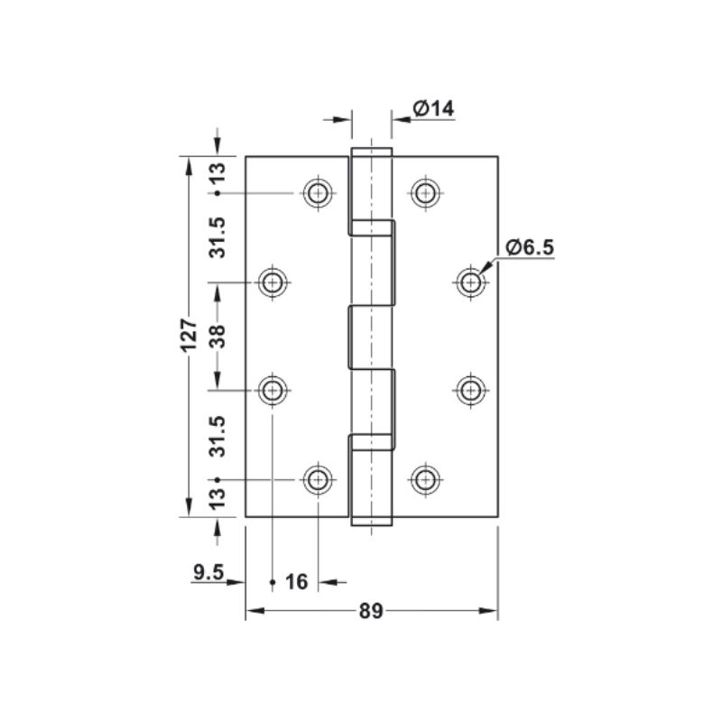 Bản lề lá chống cháy 2 vòng bi 120Kg Hafele 926.98.1300