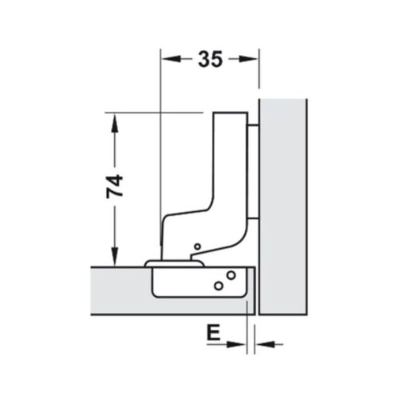 Bản lề lọt lòng Metalla SM 110° giảm chấn Hafele 315.06.7521