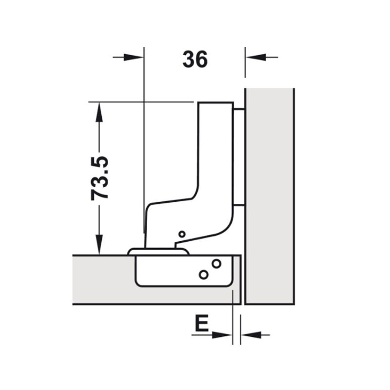 Bản lề lọt lòng Metalla SM 110° giảm chấn Hafele 315.11.7520