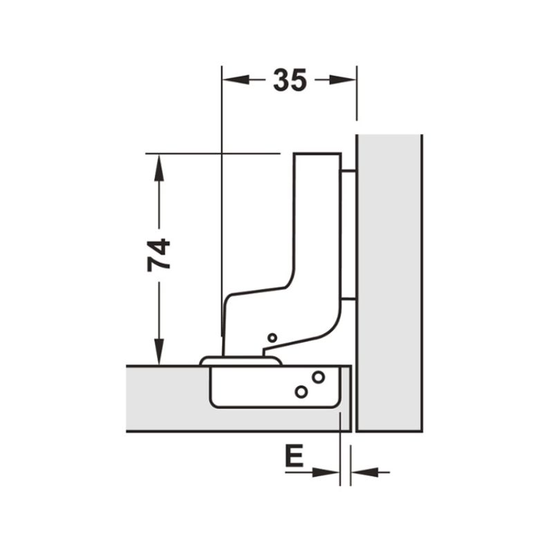 Bản lề lọt lòng Metalla SM 110º DIY Hafele 483.01.7220