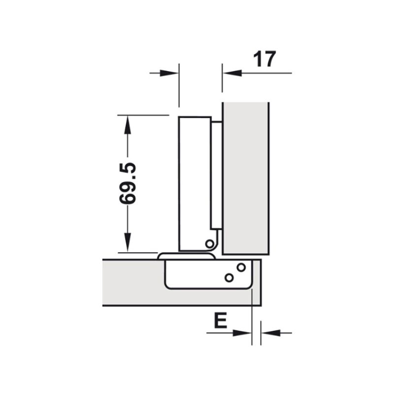 Bản lề trùm ngoài Metalla SM 110° giảm chấn Hafele 315.11.7500