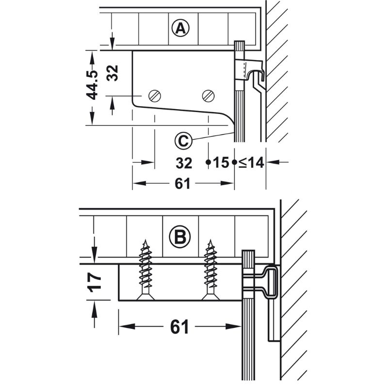 Bas treo tủ tường 130kg Hafele 290.00.7400