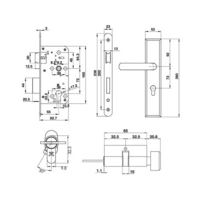 Bộ khóa tay nắm đế dài Hafele 499.62.5030